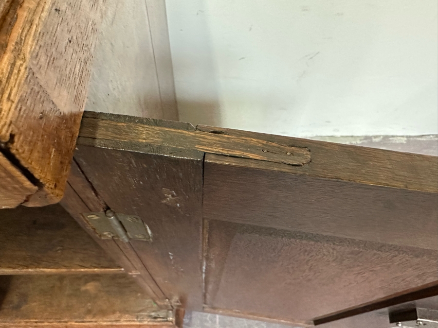 Antique Oak Wooden Cabinet (At One Point This Was A Dutch Renaissance Linen Press - Upper Portion Was Removed) 28W X 19D X 37H [Photo 20]