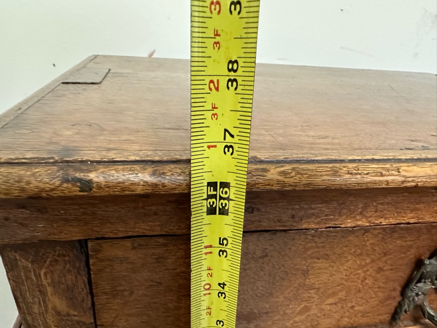 Antique Oak Wooden Cabinet (At One Point This Was A Dutch Renaissance Linen Press - Upper Portion Was Removed) 28W X 19D X 37H [Photo 28]