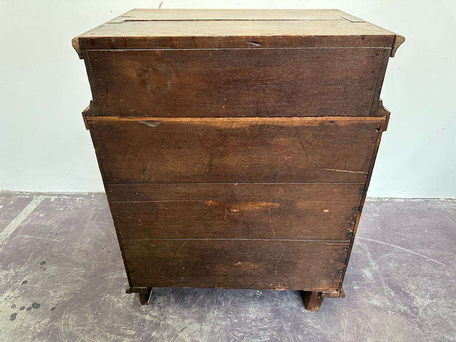 Antique Oak Wooden Cabinet (At One Point This Was A Dutch Renaissance Linen Press - Upper Portion Was Removed) 28W X 19D X 37H [Photo 23]
