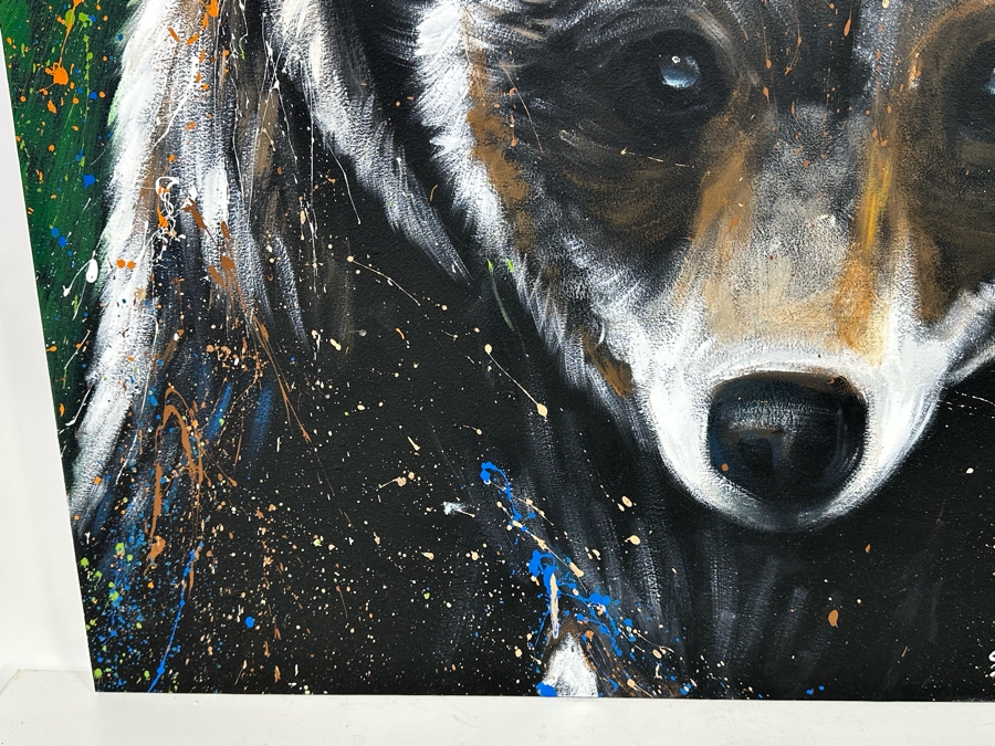 Original Bear Painting On Canvas Signed SA 2011 36 X 36 [Photo 5]