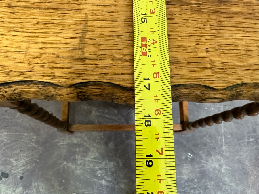 Antique Tiger Oak Barley Twist Legs Side Table 24W X 18D X 29H [Photo 10]
