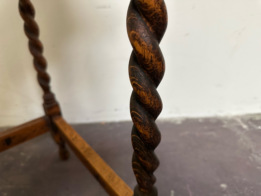 Antique Tiger Oak Barley Twist Legs Side Table 24W X 18D X 29H [Photo 6]