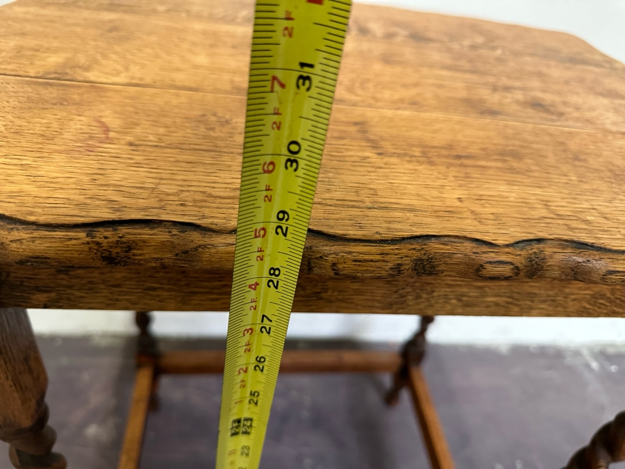 Antique Tiger Oak Barley Twist Legs Side Table 24W X 18D X 29H [Photo 11]