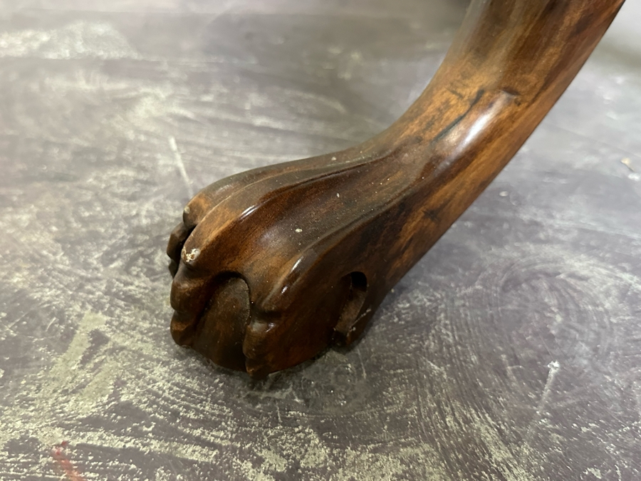 Vintage Wooden Tripod Round Side Table With Pair Of Drawers 24W X 29H [Photo 7]