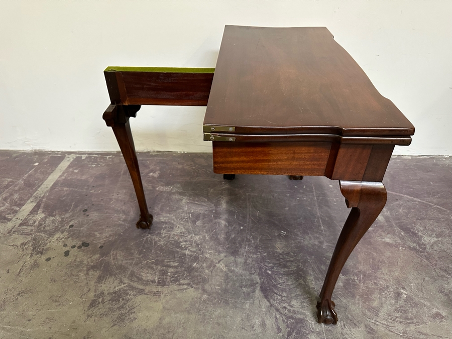 Impressive Antique Wooden Gaming Table With Ball And Claw Carved Feet 32W X 33D X 28H (16W When Not Extended) - See Photos [Photo 13]