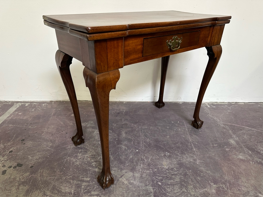 Impressive Antique Wooden Gaming Table With Ball And Claw Carved Feet 32W X 33D X 28H (16W When Not Extended) - See Photos [Photo 12]