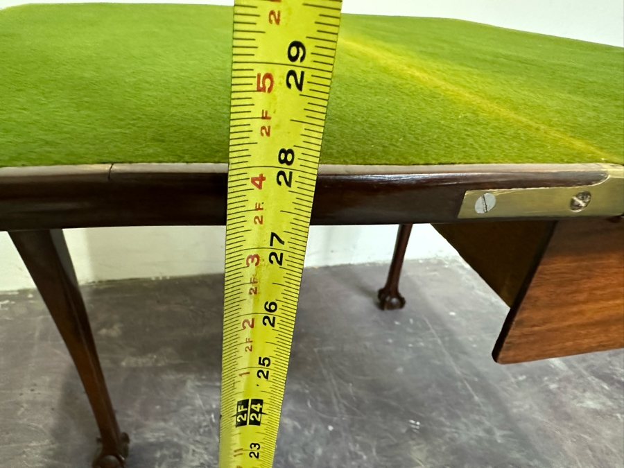 Impressive Antique Wooden Gaming Table With Ball And Claw Carved Feet 32W X 33D X 28H (16W When Not Extended) - See Photos [Photo 21]