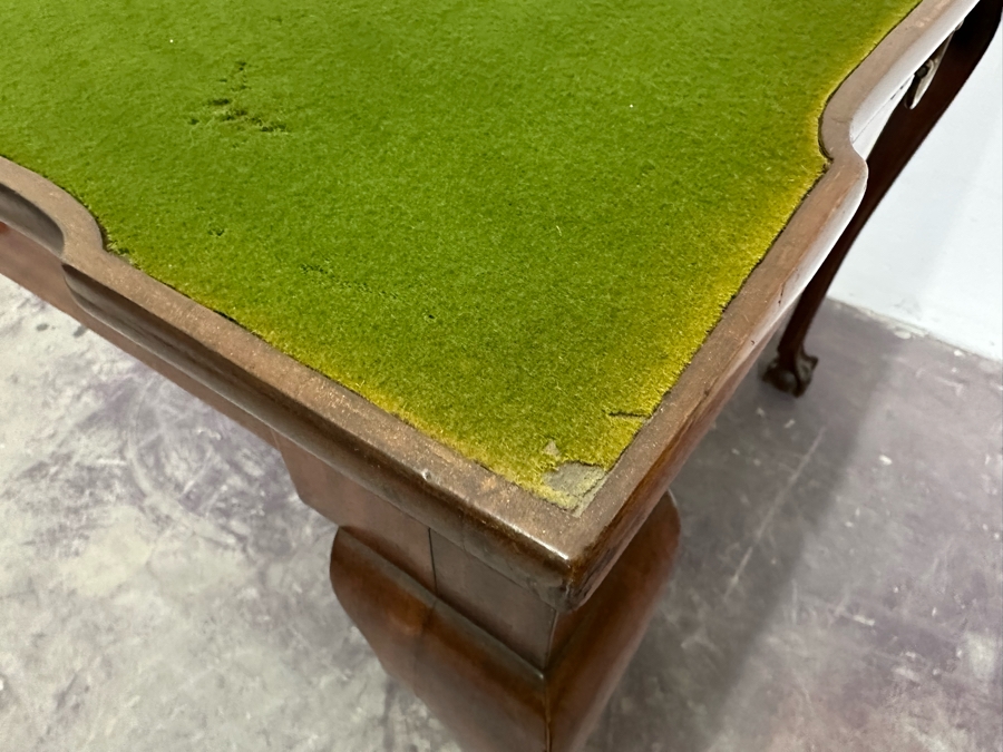 Impressive Antique Wooden Gaming Table With Ball And Claw Carved Feet 32W X 33D X 28H (16W When Not Extended) - See Photos [Photo 17]