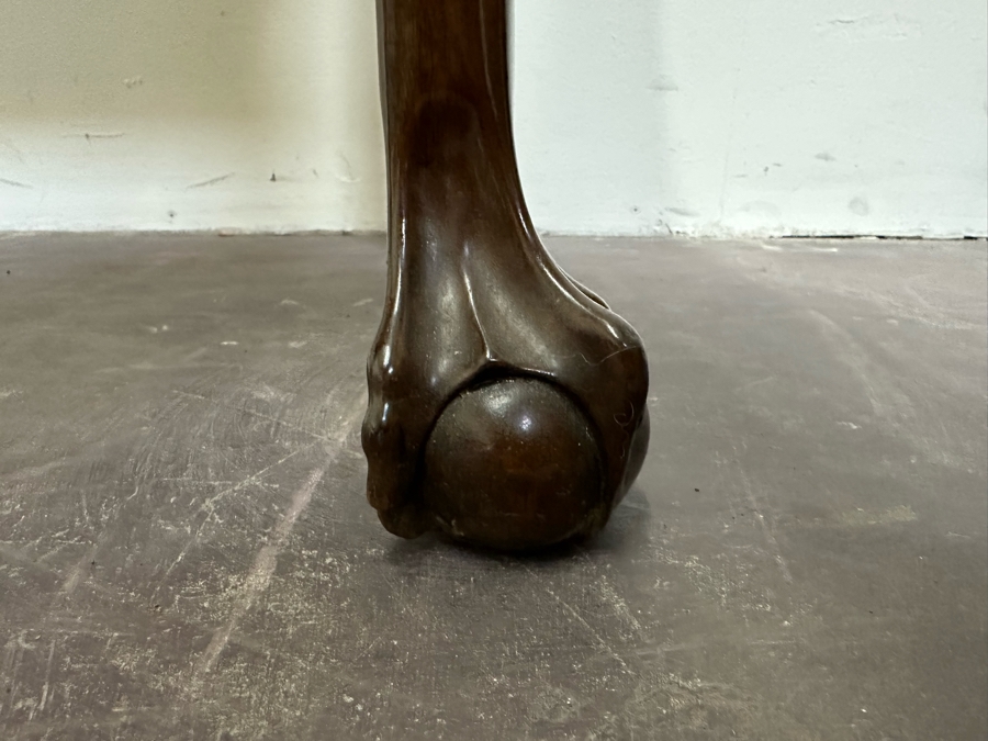 Impressive Antique Wooden Gaming Table With Ball And Claw Carved Feet 32W X 33D X 28H (16W When Not Extended) - See Photos [Photo 6]