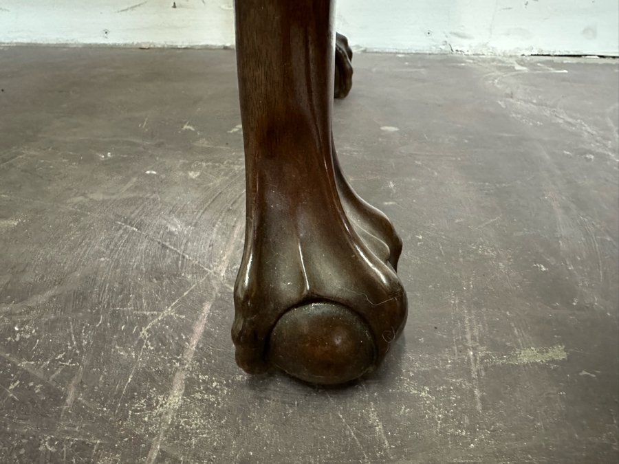 Impressive Antique Wooden Gaming Table With Ball And Claw Carved Feet 32W X 33D X 28H (16W When Not Extended) - See Photos [Photo 7]