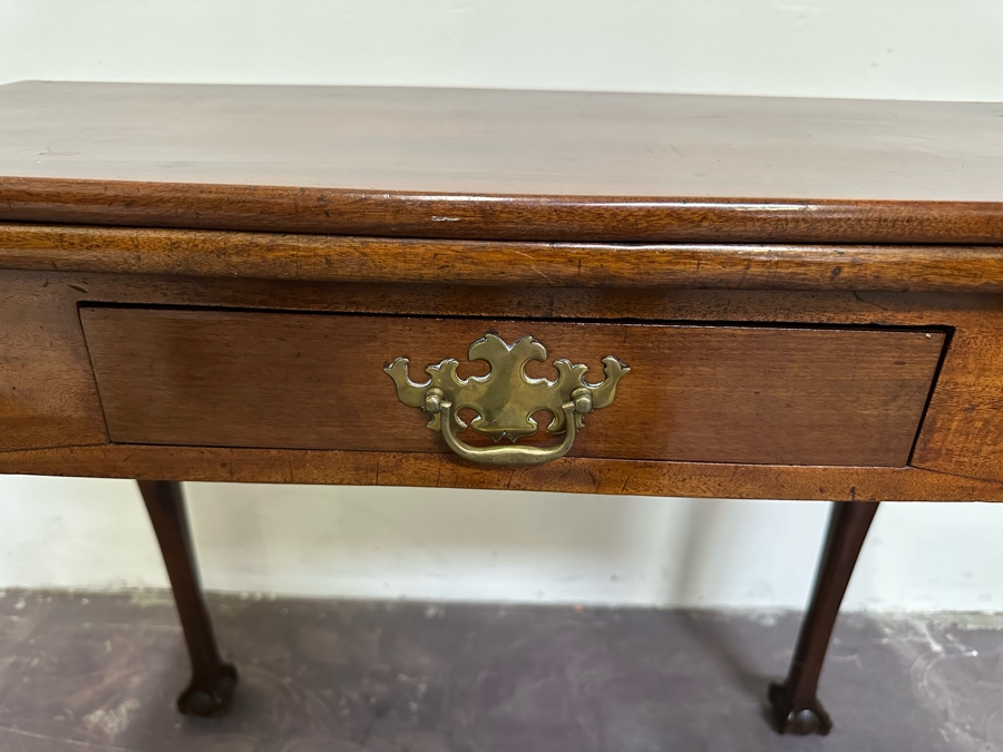 Impressive Antique Wooden Gaming Table With Ball And Claw Carved Feet 32W X 33D X 28H (16W When Not Extended) - See Photos [Photo 8]