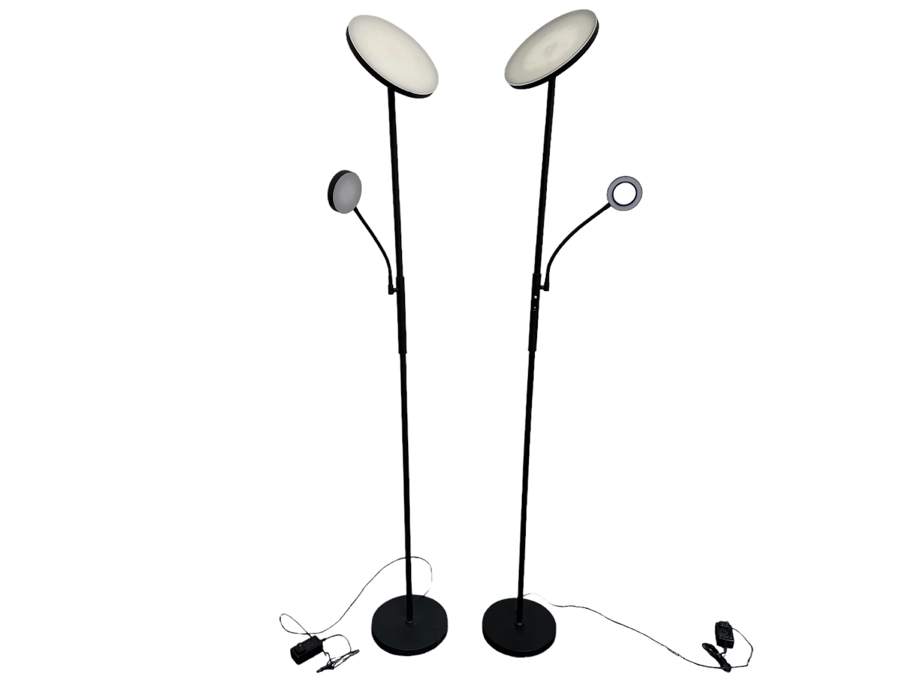 Pair Of Adjustable LED Floor Lamps 6'H