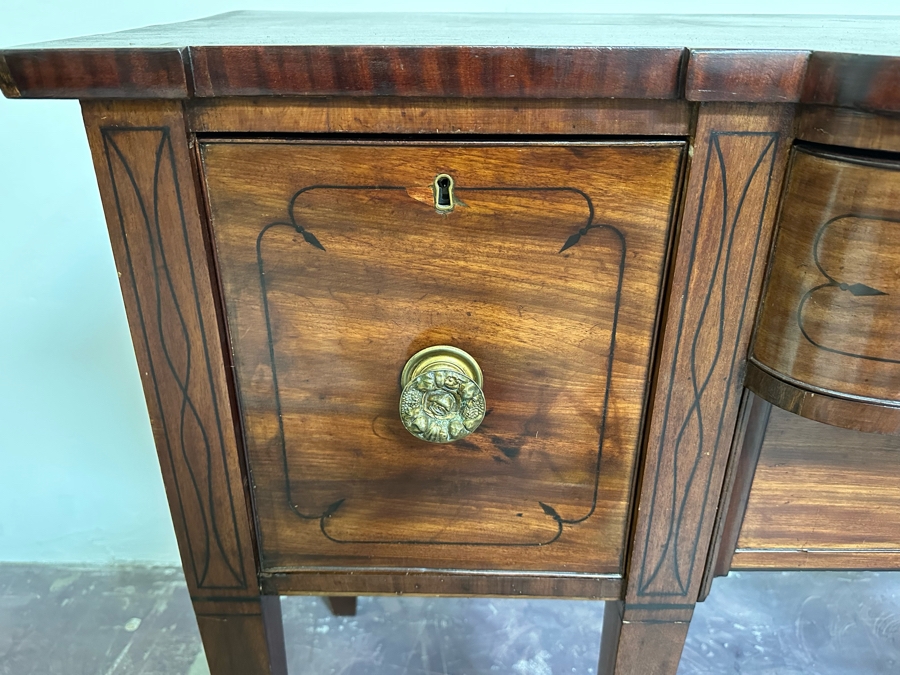 Stunning Antique Wooden Sideboard Buffet Cabinet With Hidden Compartment Drawer 58W X 25D X 37H [Photo 9]