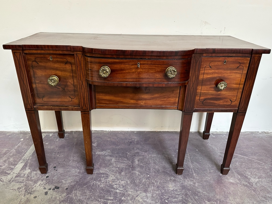 Stunning Antique Wooden Sideboard Buffet Cabinet With Hidden Compartment Drawer 58W X 25D X 37H [Photo 17]