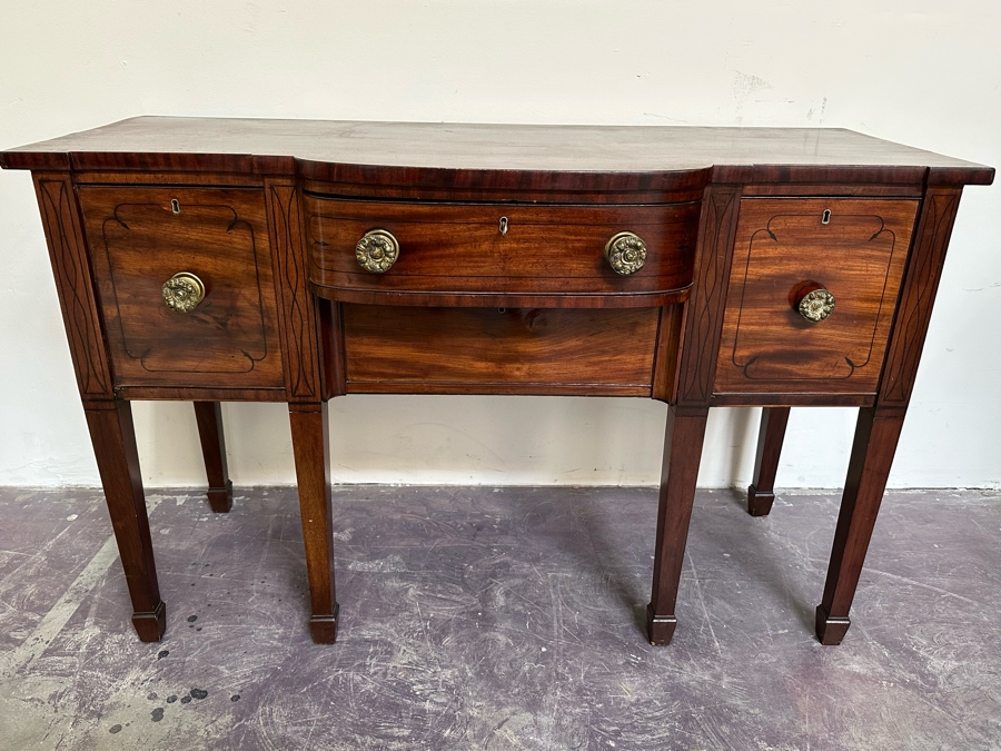 Stunning Antique Wooden Sideboard Buffet Cabinet With Hidden Compartment Drawer 58W X 25D X 37H [Photo 3]