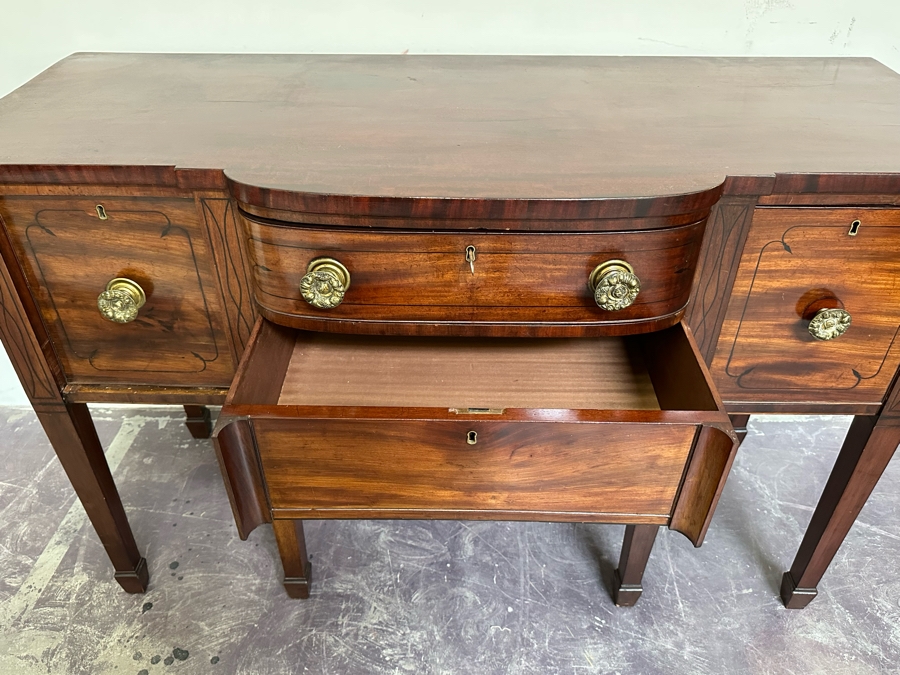 Stunning Antique Wooden Sideboard Buffet Cabinet With Hidden Compartment Drawer 58W X 25D X 37H [Photo 15]