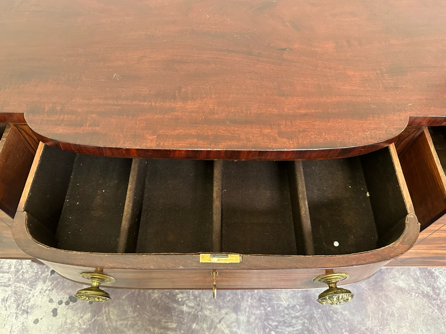Stunning Antique Wooden Sideboard Buffet Cabinet With Hidden Compartment Drawer 58W X 25D X 37H [Photo 13]
