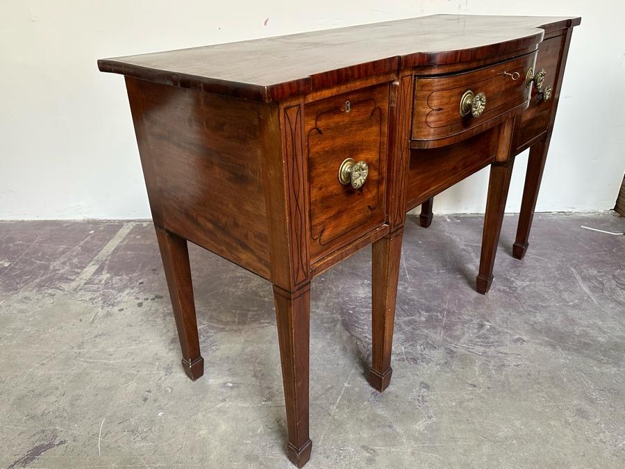 Stunning Antique Wooden Sideboard Buffet Cabinet With Hidden Compartment Drawer 58W X 25D X 37H [Photo 18]
