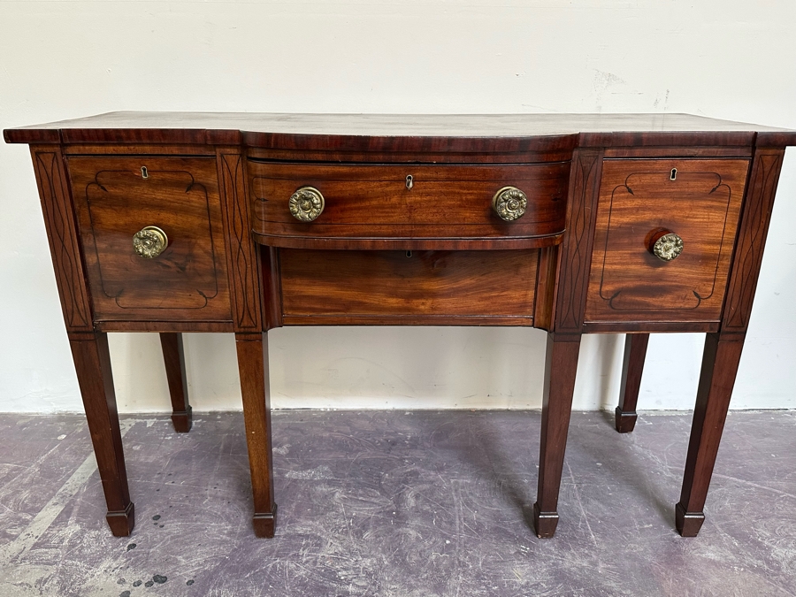 Stunning Antique Wooden Sideboard Buffet Cabinet With Hidden Compartment Drawer 58W X 25D X 37H [Photo 6]