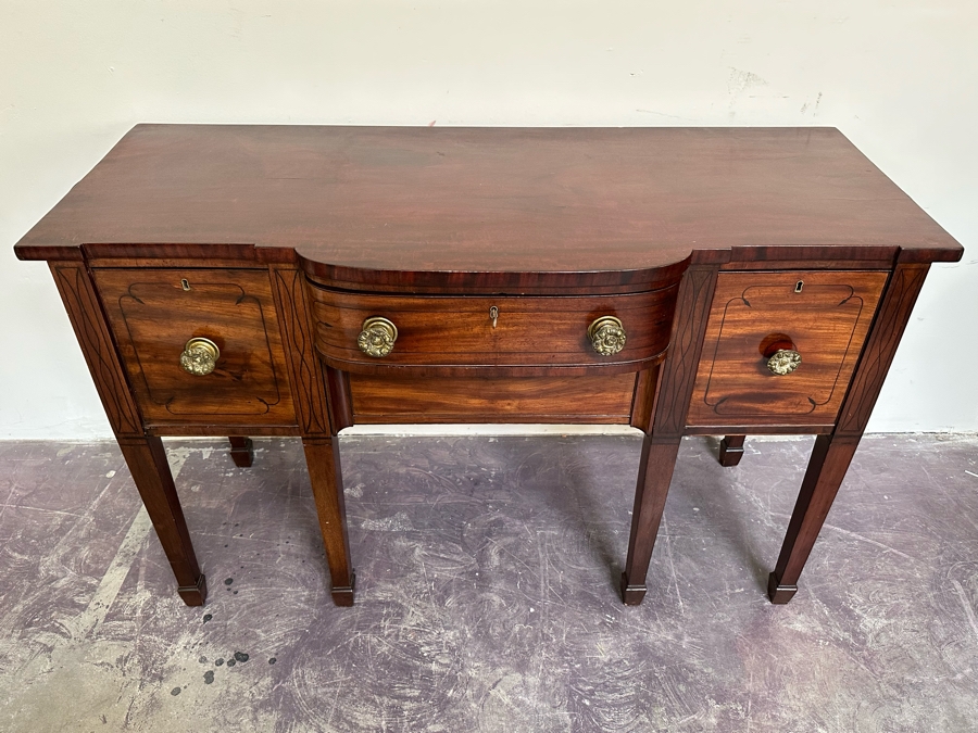 Stunning Antique Wooden Sideboard Buffet Cabinet With Hidden Compartment Drawer 58W X 25D X 37H [Photo 5]