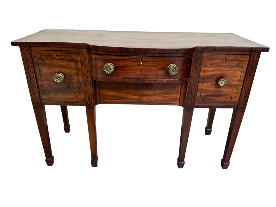 Stunning Antique Wooden Sideboard Buffet Cabinet With Hidden Compartment Drawer 58W X 25D X 37H [Photo 2]