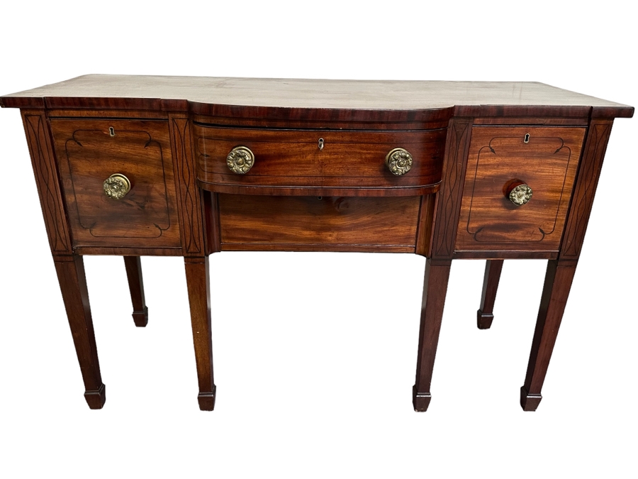 Stunning Antique Wooden Sideboard Buffet Cabinet With Hidden Compartment Drawer 58W X 25D X 37H [Photo 1]