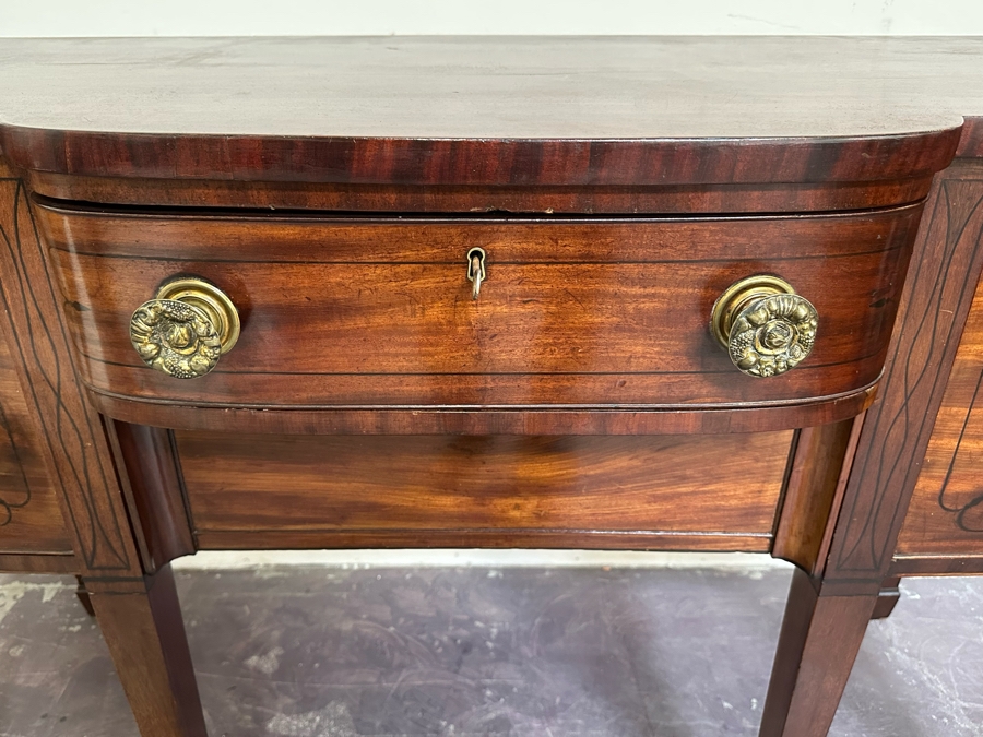 Stunning Antique Wooden Sideboard Buffet Cabinet With Hidden Compartment Drawer 58W X 25D X 37H [Photo 12]