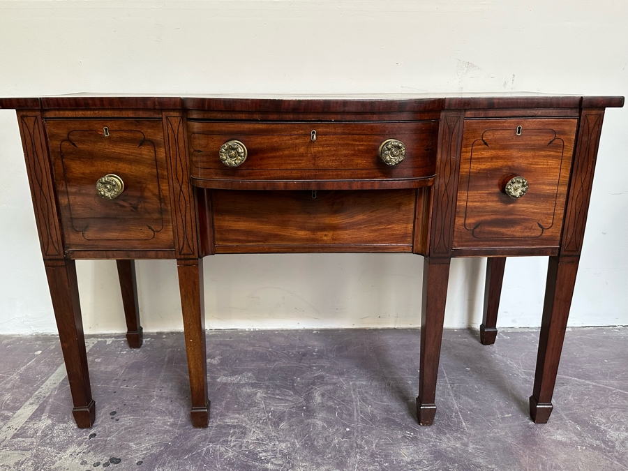 Stunning Antique Wooden Sideboard Buffet Cabinet With Hidden Compartment Drawer 58W X 25D X 37H [Photo 7]