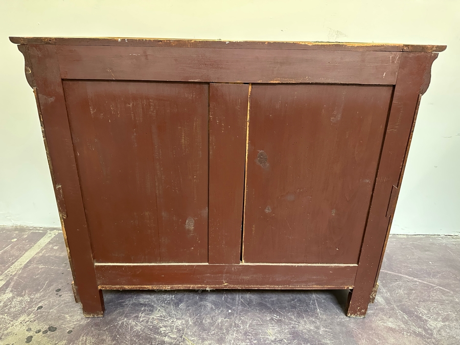 Antique Wooden 4-Drawer Chest Of Drawers Dresser With Lockable Drawers / Skeleton Keys Missing Marble Top 46W X 20D X 38H [Photo 23]