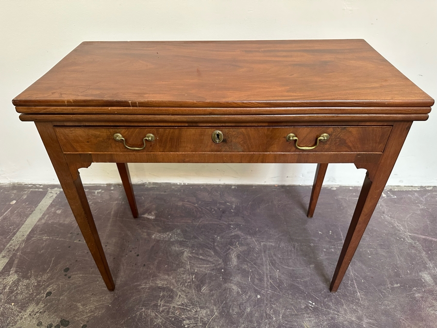 Vintage Wooden Gaming Table With Finished Top And Felt Gaming Top (3 Positions) 33W X 34D X 27.5H - See Photos [Photo 6]