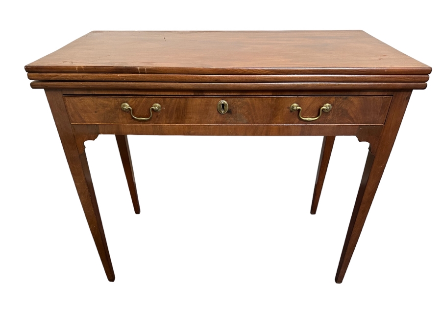 Vintage Wooden Gaming Table With Finished Top And Felt Gaming Top (3 Positions) 33W X 34D X 27.5H - See Photos [Photo 1]