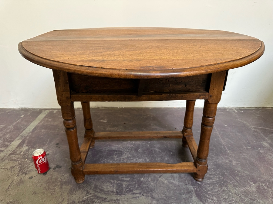 Primitive Antique Drop Leaf Table With Drawer 36W X 27H [Photo 11]