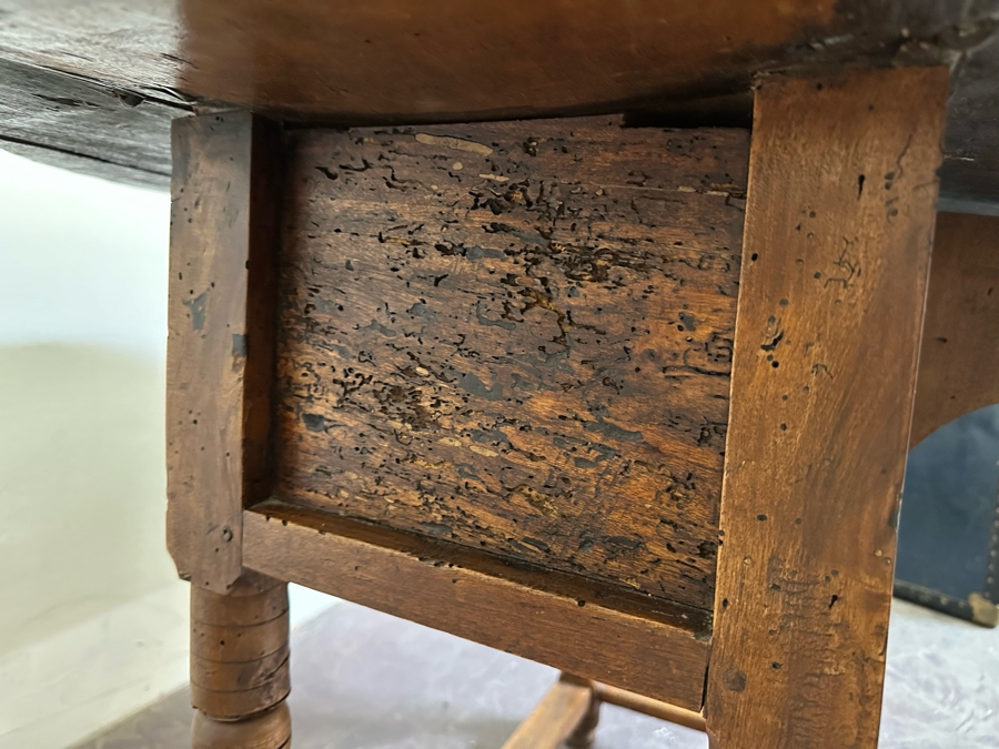 Primitive Antique Drop Leaf Table With Drawer 36W X 27H [Photo 12]