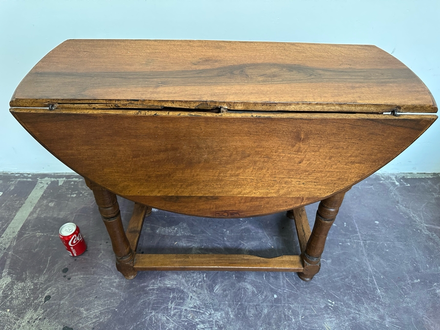 Primitive Antique Drop Leaf Table With Drawer 36W X 27H [Photo 4]