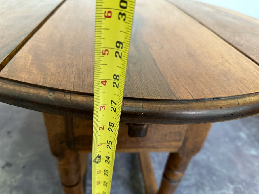 Primitive Antique Drop Leaf Table With Drawer 36W X 27H [Photo 24]