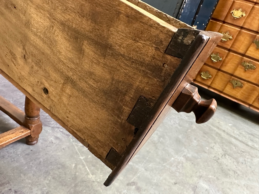 Primitive Antique Drop Leaf Table With Drawer 36W X 27H [Photo 21]