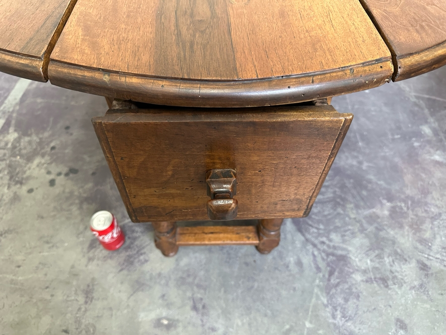 Primitive Antique Drop Leaf Table With Drawer 36W X 27H [Photo 18]