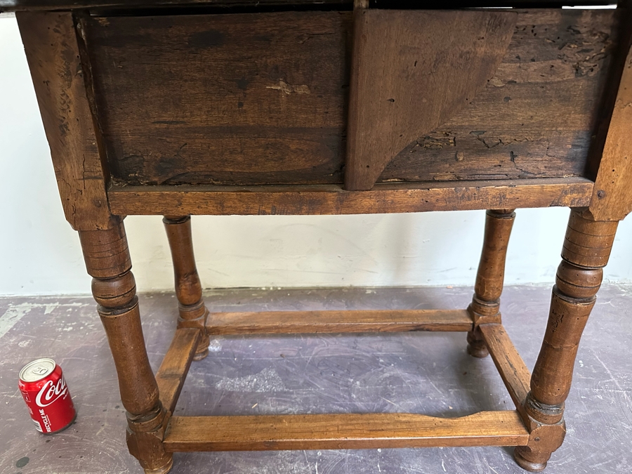 Primitive Antique Drop Leaf Table With Drawer 36W X 27H [Photo 7]