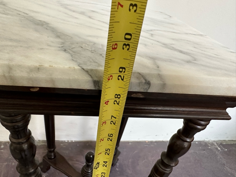 Vintage Centurion Marble Top Wooden Side Table 14W X 29H [Photo 9]