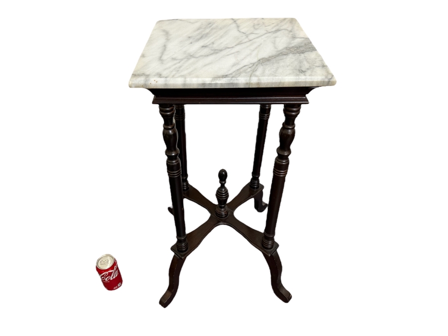Vintage Centurion Marble Top Wooden Side Table 14W X 29H [Photo 2]