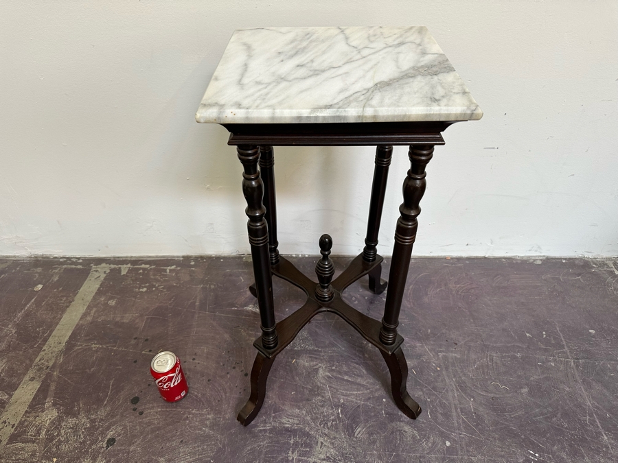 Vintage Centurion Marble Top Wooden Side Table 14W X 29H [Photo 3]