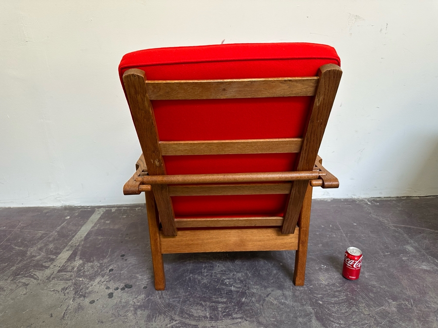 Antique Oak Adjustable Armchair Upholstered With Old Fashioned Military Uniform Fabric In Napoleonic Times 24W X 34D X 34H [Photo 10]
