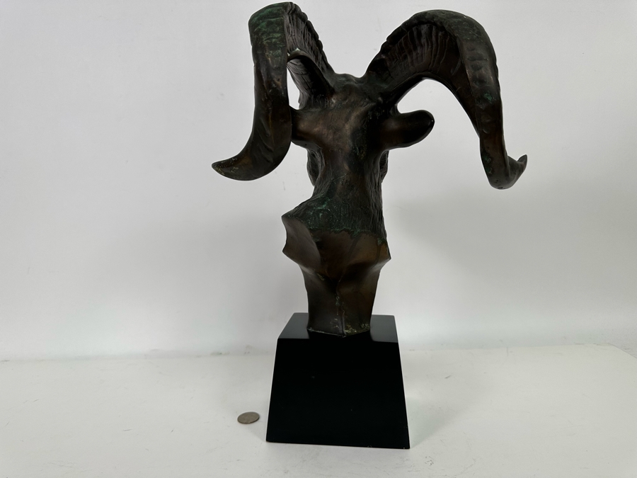 Vintage Metal Rams Head Sculpture By Toyo 11W X 15.5H [Photo 9]