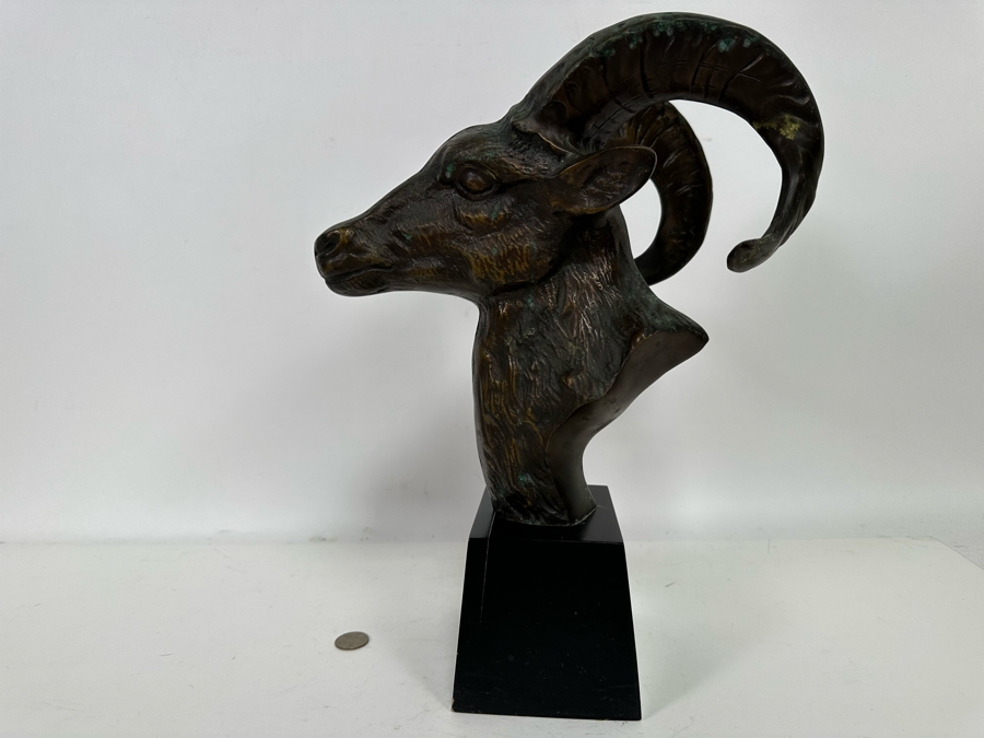 Vintage Metal Rams Head Sculpture By Toyo 11W X 15.5H [Photo 10]
