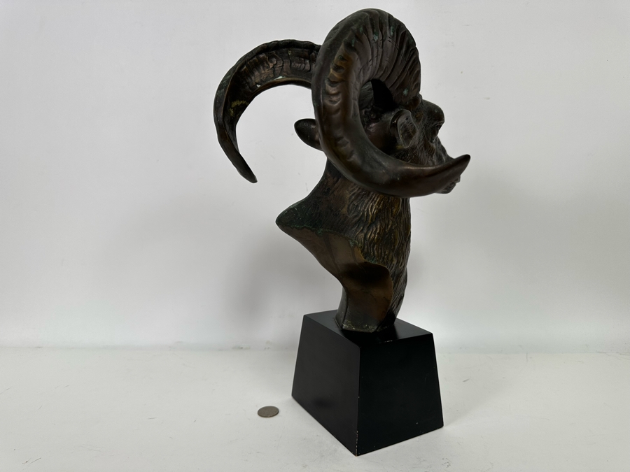 Vintage Metal Rams Head Sculpture By Toyo 11W X 15.5H [Photo 8]