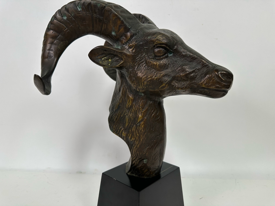 Vintage Metal Rams Head Sculpture By Toyo 11W X 15.5H [Photo 7]