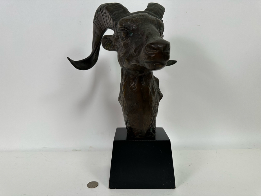 Vintage Metal Rams Head Sculpture By Toyo 11W X 15.5H [Photo 3]