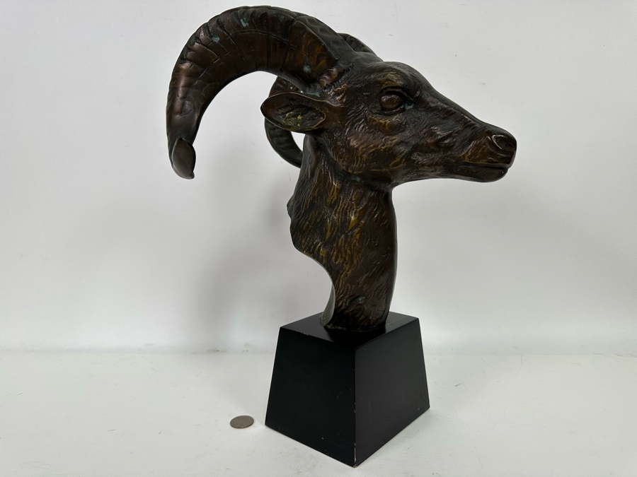 Vintage Metal Rams Head Sculpture By Toyo 11W X 15.5H [Photo 6]
