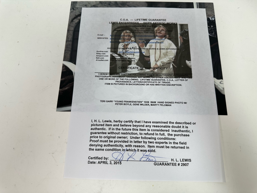 Signed Teri Garr 8 X 10 Photograph From The Movie 'Young Frankenstein' [Photo 8]