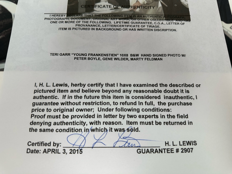 Signed Teri Garr 8 X 10 Photograph From The Movie 'Young Frankenstein' [Photo 10]